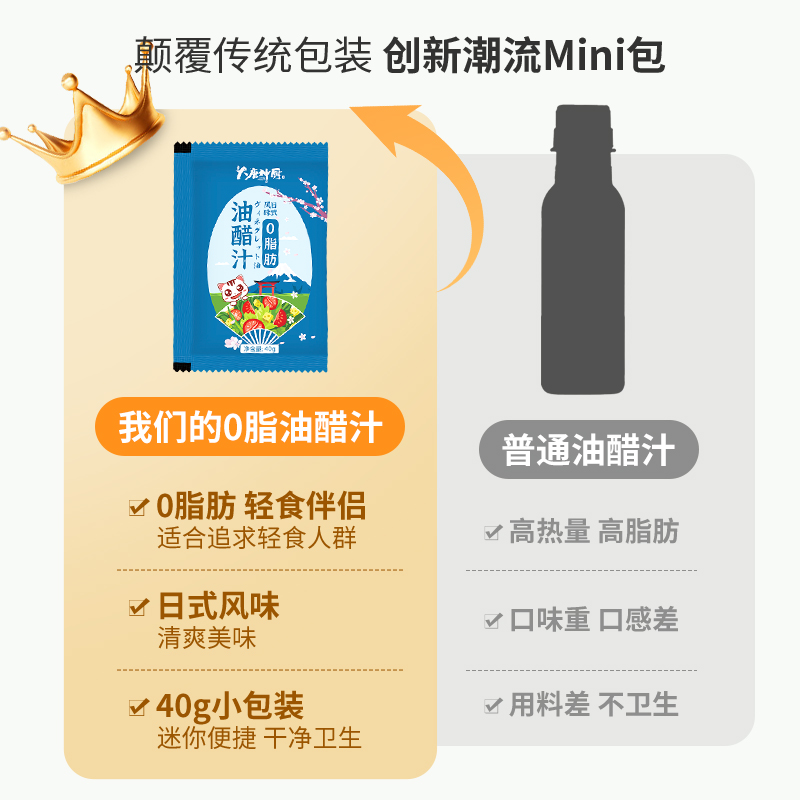 油醋汁0脂肪低脂减轻卡小包装外卖商用蔬菜焙煎芝麻水煮轻食酱料