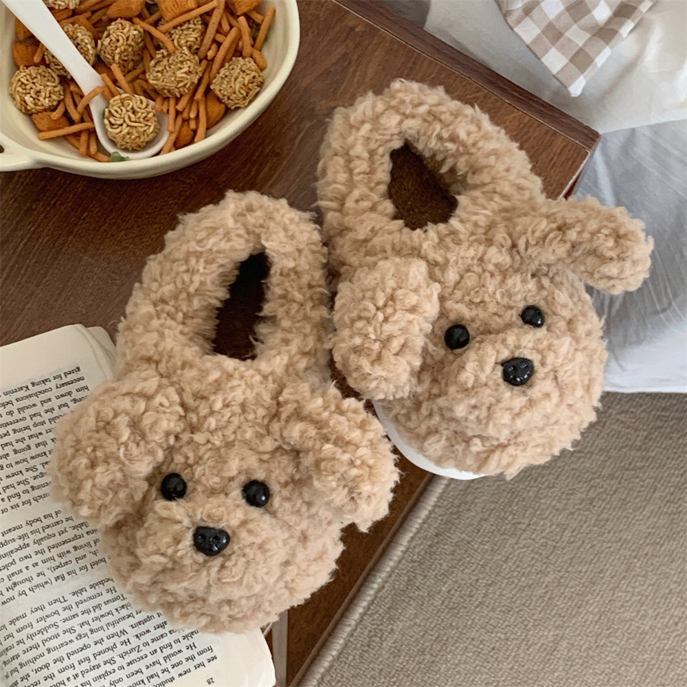 居家棉拖鞋亲子卧室家用软底保暖网红时尚卡通泰迪狗男女士毛绒鞋,淘宝优惠券,粉丝福利购,淘宝优惠卷