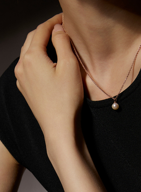 Riotlily艾特里里珍珠项链简约925银气质毛衣链珍珠圣诞送女友