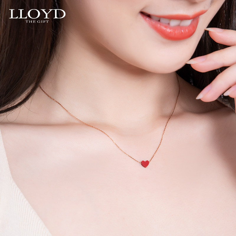 洛雅蒂正品女10k金爱心韩国锁骨链 LLOYD海外项链
