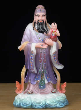 福禄寿三星家用供奉汉白玉摆件