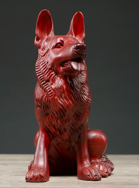 花梨木雕狗摆件家居风水工艺品