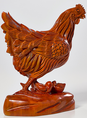 刺史花梨木母鸡摆件桌面