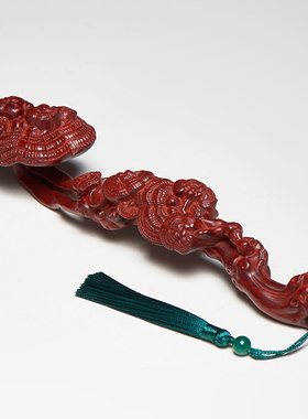 小叶紫檀灵芝如意摆件中式实木质雕刻客厅玄关红木工艺品乔迁礼品