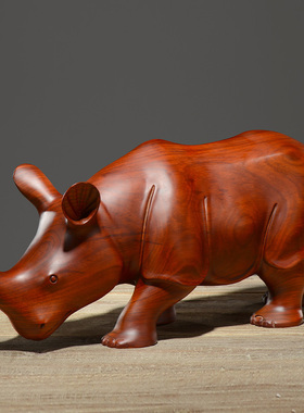 木雕摆件生肖牛酒柜茶几工艺品