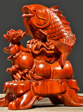 连年有余仿古风酒柜黄花梨木雕