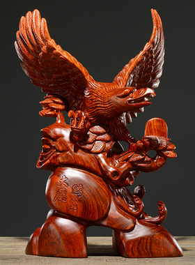 老鹰摆件客厅大展宏图黄花梨木雕