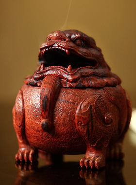 小叶紫檀天禄貔貅甪端玄关装饰乔迁开业送礼门厅办公桌面红木摆件