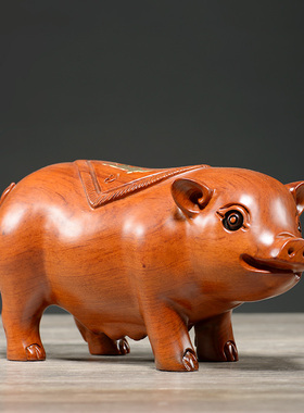 刺史风水客厅红木生肖猪工艺品
