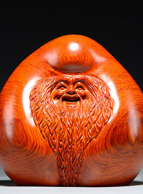 花梨木雕寿桃摆件老寿星祝寿礼品