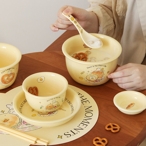 蓝莲花陶瓷餐盘碗碟餐具套装高颜值可爱深盘米饭碗面碗一人食家用 - 图1