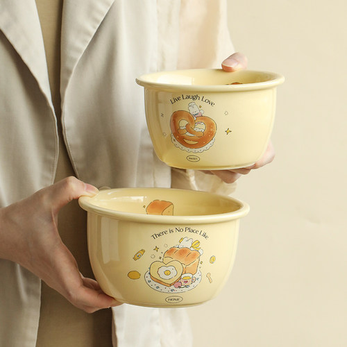 蓝莲花陶瓷餐盘碗碟餐具套装高颜值可爱深盘米饭碗面碗一人食家用 - 图2