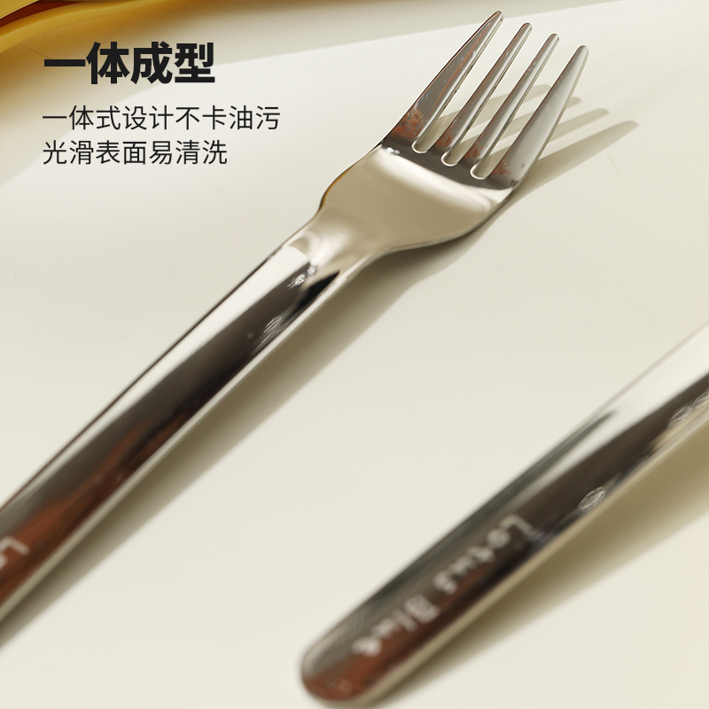 蓝莲花不锈钢便携餐具套装勺子筷子收纳盒个人饭盒便当外带专用 - 图3