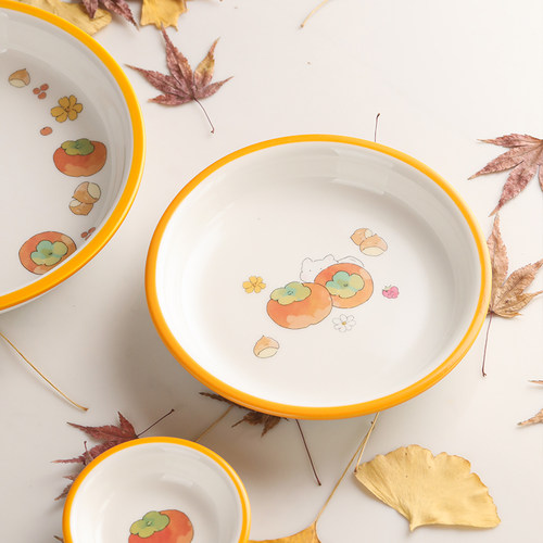 蓝莲花柿柿如意餐具吃饭碗专用个人碗宿舍用学生陶瓷汤碗日式可爱 - 图3