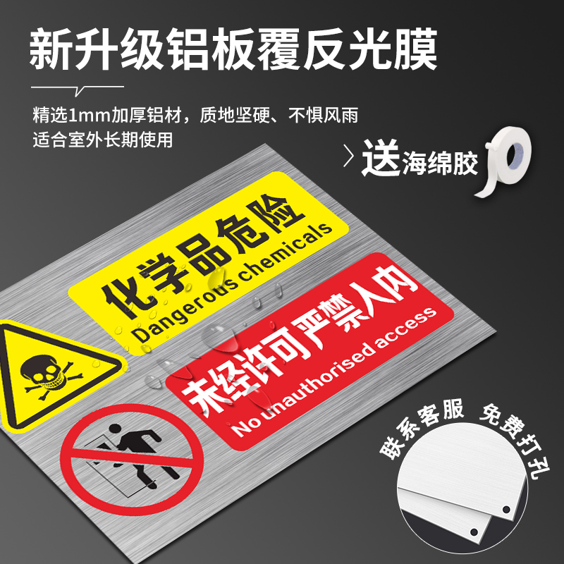 铝板危化品危险品标志牌化学品标识牌危废仓库严禁烟火警示牌未经许可禁止入内存放区剧毒品易制毒易制爆定制 - 图1