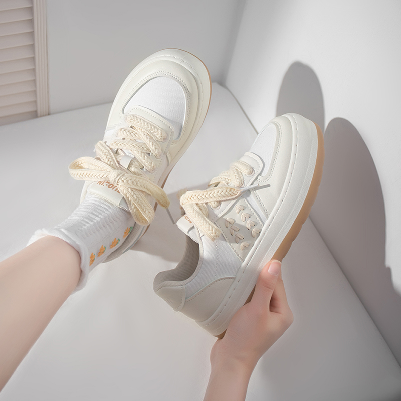 鮀品旗舰店鮀品厚底小白鞋女2022夏季新款百搭ins潮透气运动休闲帆布板鞋子0