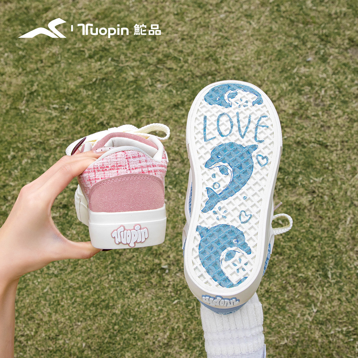 鮀品小香风蓝粉鸳鸯板鞋女2026春季新款原创面包鞋休闲百搭帆布鞋,淘宝优惠券,粉丝福利购,淘宝优惠卷