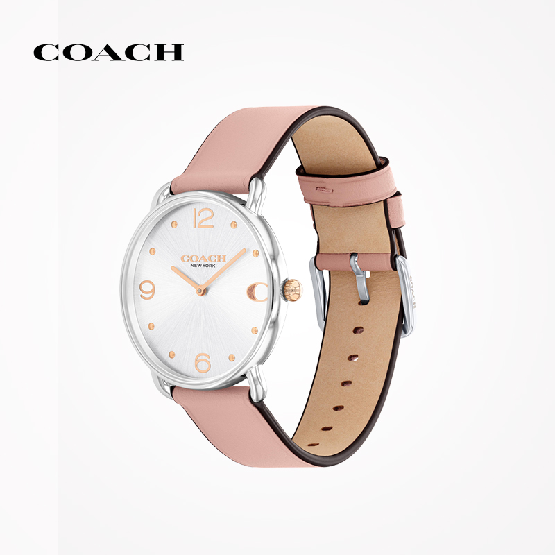 【618】COACH/蔻驰ELLIOT系列女士C字LOGO表盘皮表带手表 - 图1