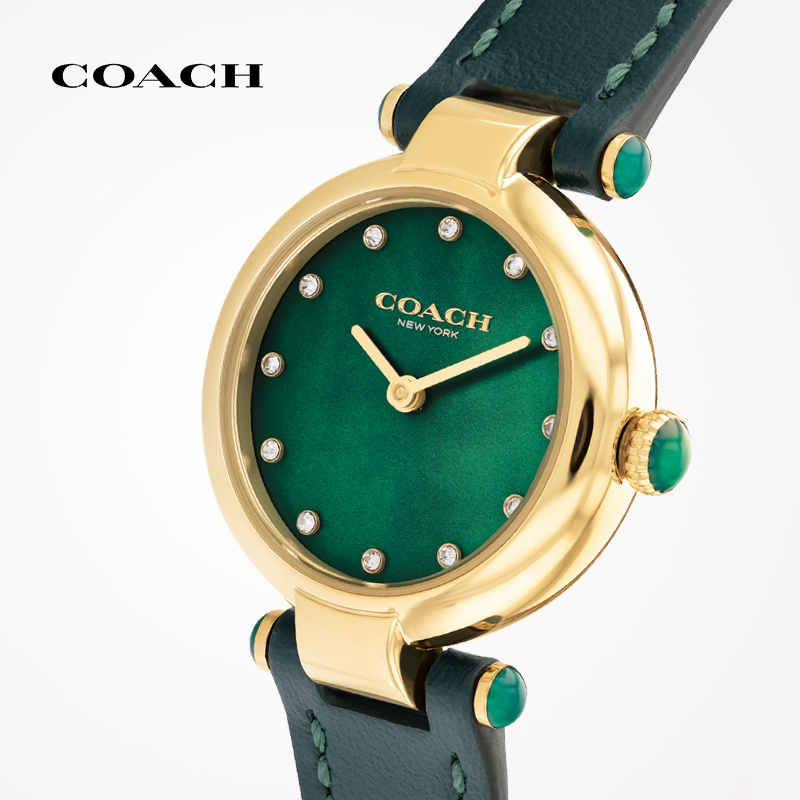 COACH/蔻驰CARY系列石英母贝小绿表皮表带手表女表