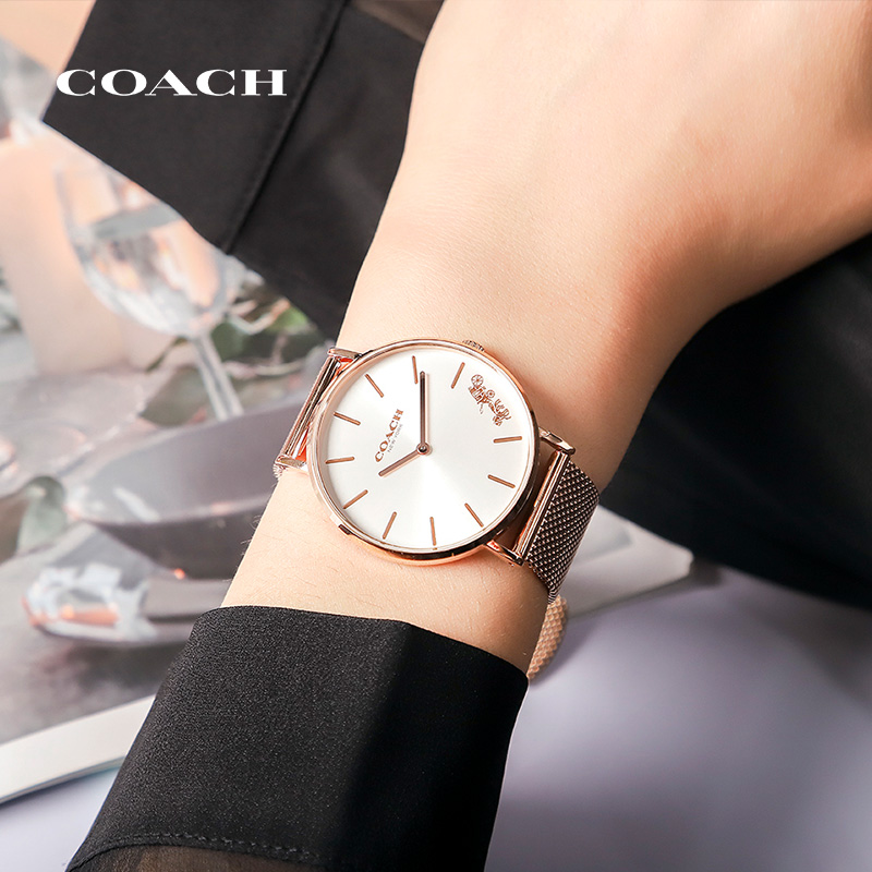 【618】COACH/蔻驰PERRY系列经典米兰编织链女表日晖纹表盘小金表 - 图1