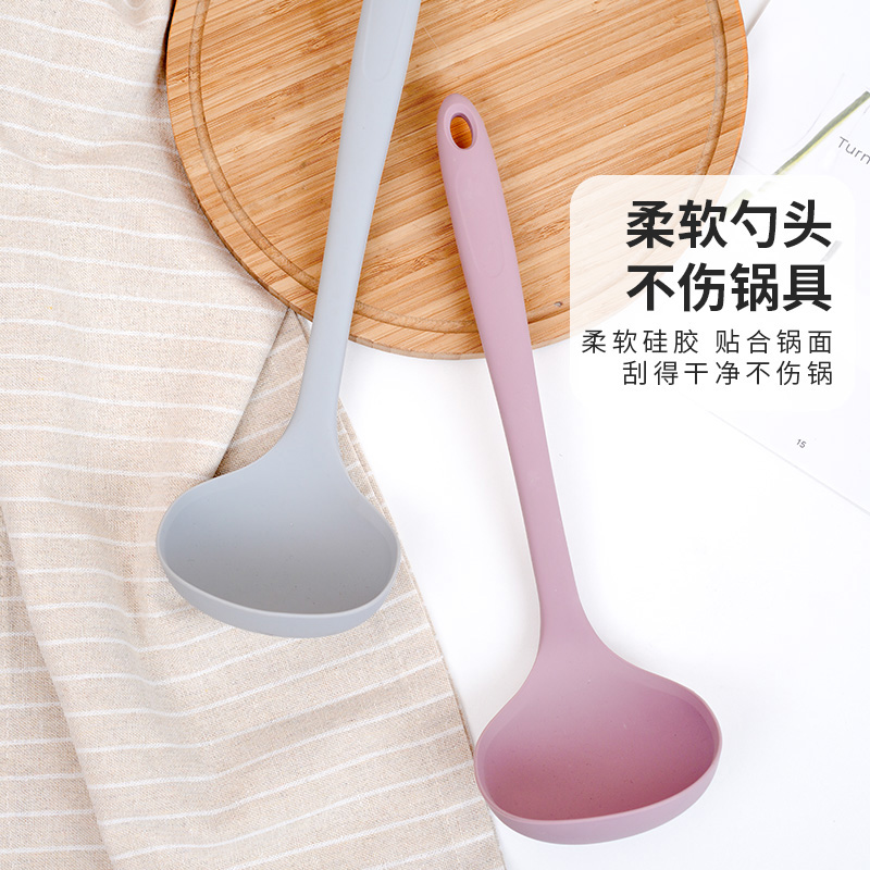 联扣韩国进口硅胶汤勺粥勺食品级厨具家用盛汤耐高温长柄稀饭勺子 - 图2