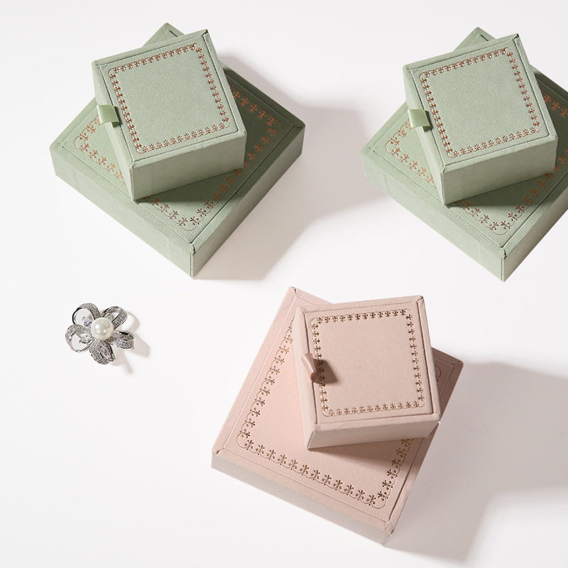 首饰包装盒粉色复古植绒ins风高档木质烫金饰品盒珠宝盒定制logo,淘宝优惠券,粉丝福利购,淘宝优惠卷