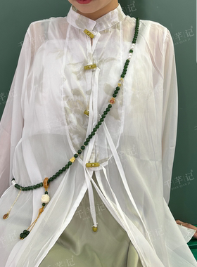 新中式古风汉服醒狮祖母绿斜跨链