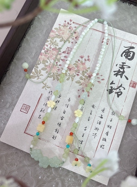 国风短款无金属绿色璎珞项链古风汉服春夏百搭防过敏氧化短款项链
