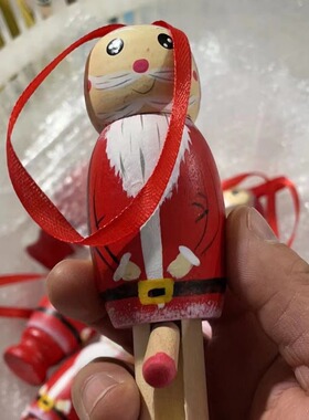 大量现货 Funny Santa 有趣的圣诞老人挂件圣诞树木质趣味工艺品