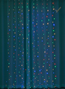 LED铜线窗帘灯串挂钩usb遥控3*3米圣诞节灯饰装饰灯串遥控铜线灯