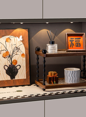 中古风小众置物架入户玄关摆件