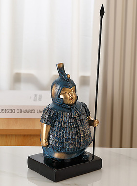 兵马俑拿枪新中式摆件家居饰品电视柜酒柜客厅玄关老板办公室桌面