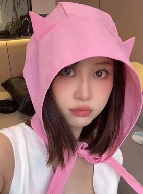 小恶魔防晒帽可爱全遮阳帽女士