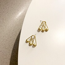 South Korea East gate with earrings female s925 silver pin personality minimalist metal ball ball small matt ear decoration