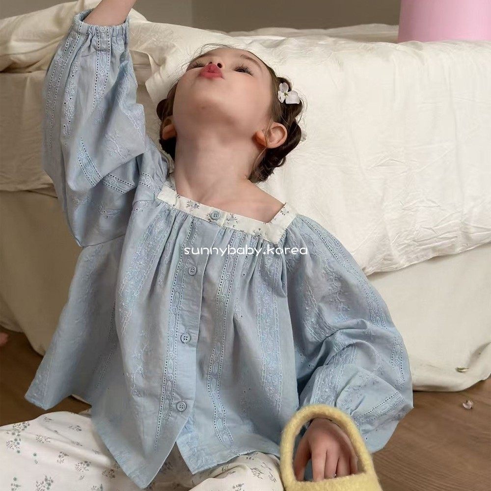 AIAI韩国进口童装代购26春女小童棉柔洋气刺绣花边方领娃娃衫T恤,淘宝优惠券,粉丝福利购,淘宝优惠卷