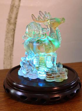 新款LED发光实木底座佛像摆件