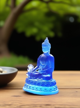 古法琉璃药师佛光如来摆件佛具