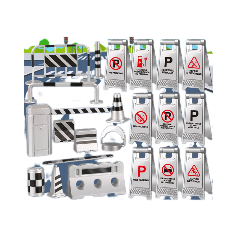 儿童城市道路摆件套装益智微缩型场景模型高端银色交通路障路标,淘宝优惠券,粉丝福利购,淘宝优惠卷