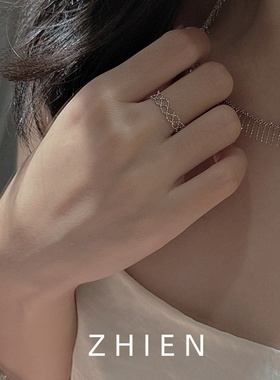 S925纯银蕾丝抽拉指环