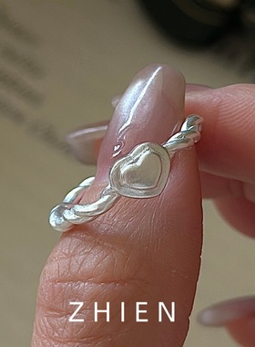 S925纯银爱心麻花编织女士戒指