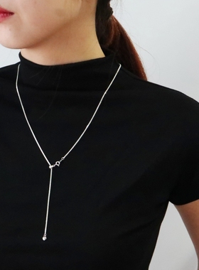 至恩 【随心】通体925纯银可调节抽拉项链毛衣链长款气质简约小众
