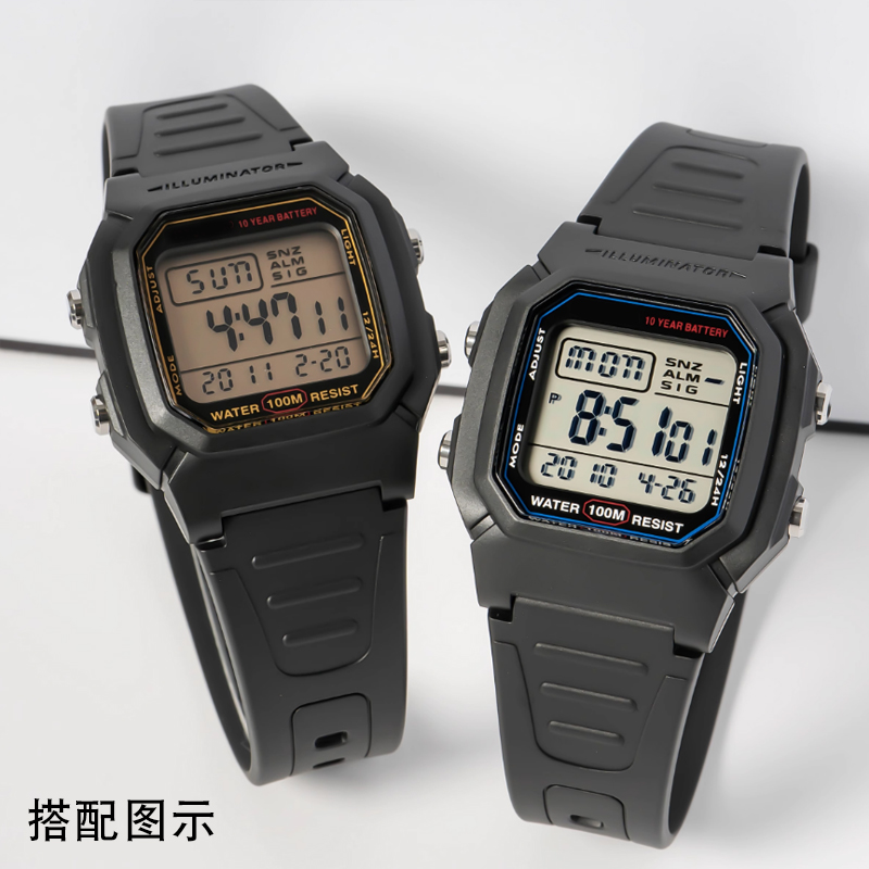 适配卡西欧W-800H F-91 W-218H电子表运动硅胶树脂防水手表带配件 - 图0