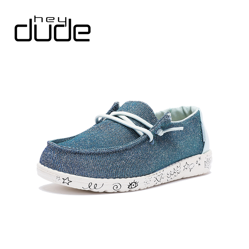 HEY DUDE21新品都德帆布一脚蹬大童鞋舒适休闲鞋底涂鸦130122676 - 图0