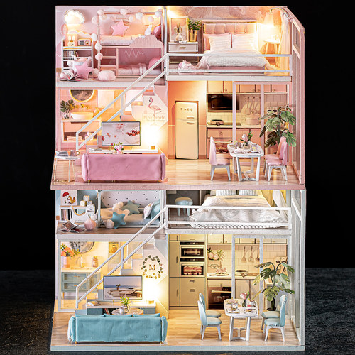 diy小屋拼装模型女孩玩具积木手工房子迷你别墅超级世界儿童礼物 - 图2