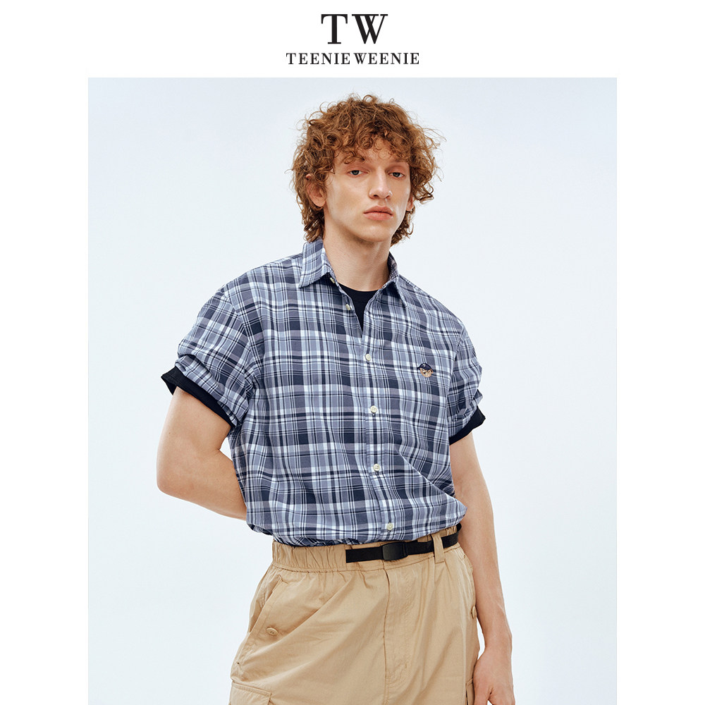 TeenieWeenie小熊男装衬衫格子小众新款短袖