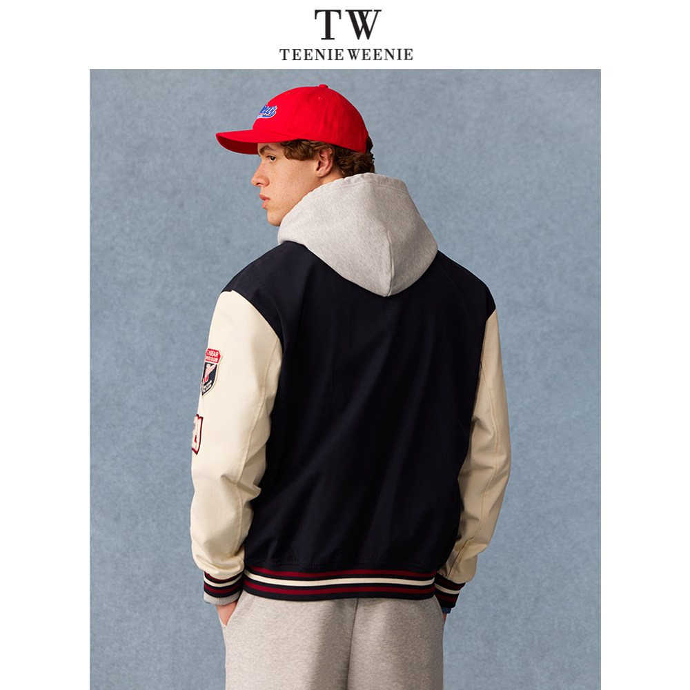 Teenie Weenie小熊男装撞色拼接品牌FG学院风棒球夹克2026年春季,淘宝优惠券,粉丝福利购,淘宝优惠卷