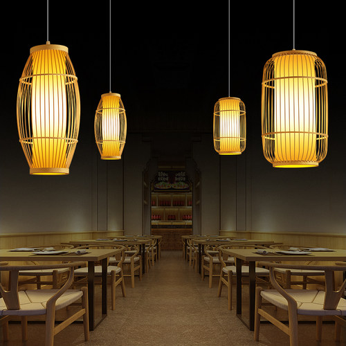 新中式竹编灯笼吊灯中式餐厅茶室禅意竹艺灯餐饮店饭店火锅店灯具 - 图1