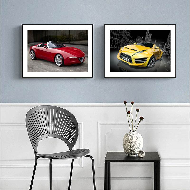 汽车装饰画跑车挂画现代简约轻奢风壁画儿童房男孩卧室床头房间画,淘宝优惠券,粉丝福利购,淘宝优惠卷