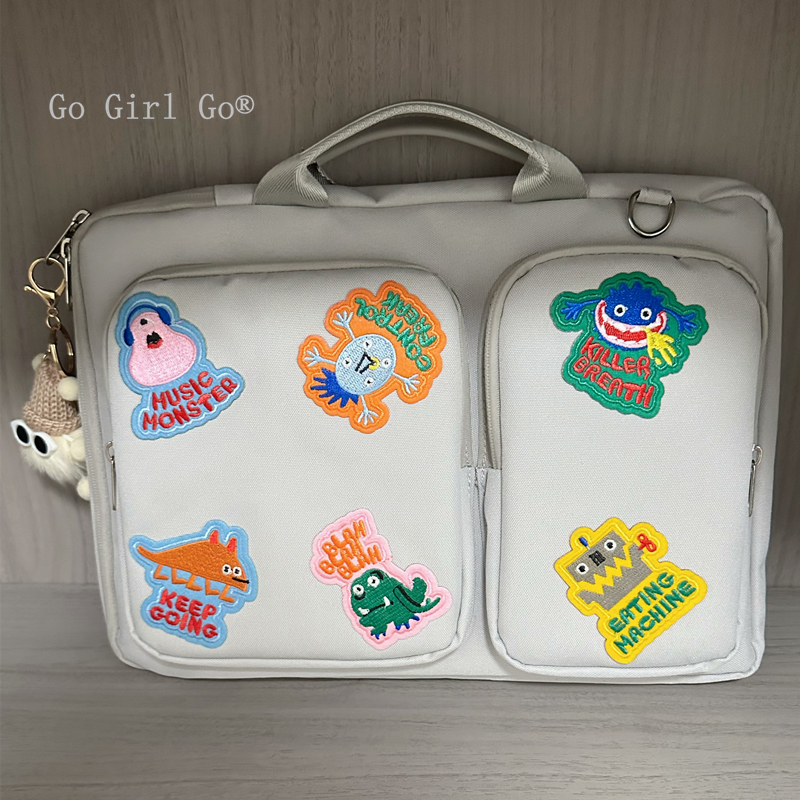 Go Girl Go®正品卡通怪物贴布电脑包适用华为苹果联想华硕戴尔笔记本电脑包 - 图0