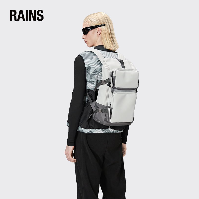 Rains多口袋防水双肩包男电脑书包Trail Cargo Backpack-图2